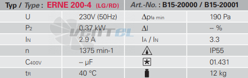 Rosenberg ERNE 200-4 S - описание, технические характеристики, графики